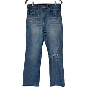 {GAP} "Ankle Flare Light Indigo Destroy" High Rise Kick Boot Crop Denim Jeans